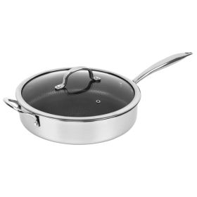 11 IN Hybrid Non-Stick Stainless Steel Induction Compatible Deep Saute Pan w Lid