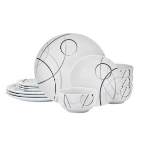 12-Piece Porcelain Dinnerware Set, Circles Pattern