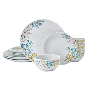 12-Piece Porcelain Dinnerware Set, Fiona Floral Pattern
