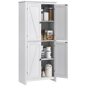 HOMCOM 72" Kitchen Pantry Cabinet Freestanding 4-Door Organizer with Adjustable Shelves White