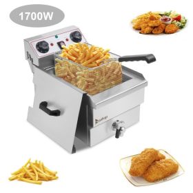 8.5QT/8L Total Capacity 12.5qt/11.8l Stainless Steel Faucet Single Tank Deep Fryer 1700W Max 11.8L Large