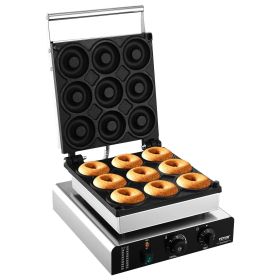VEVOR Electric Donut Maker, 2000W Commercial Doughnut Machine with Non-stick Surface, 9 Holes Double-Sided