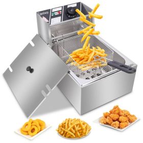 EH81 2500W MAX 110V 6.3QT/6L Stainless Steel Single Cylinder Electric Fryer