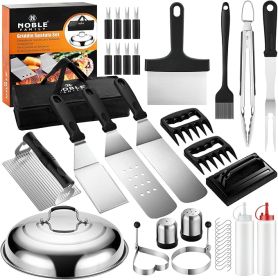 37PC Flat Top Grill Accessories Set - Must Have For Your Outdoor With Professional Griddle Spatula, Cleaning Kit, Grill Basting Cover - Ideal Gri (Option: Stainless steel)