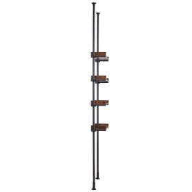 VEVOR Over the Toilet Storage 4-Tier Bathroom Shelf Rack Space Saver Organizer (Shelf Style: Whole Board, Color: Black + Brown)